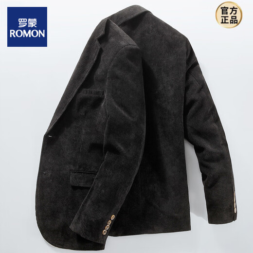 ROMON 2025 spring corduroy suit for middle-aged and elderly men loose business casual corduroy dad suit single suit jacket dark blue 190 3XL