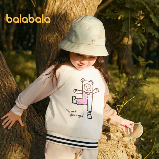 Balabala children's clothing boys' sweatshirts girls spring and autumn clothing 2024 baby round neck tops comfortable casual trendy 208324121209