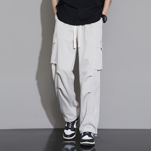 Dingfengbaoluo Seda de seda de secado rápido Pantalones casuales de secado rápido para hombres de trabajo estadounidenses masculinos de moda