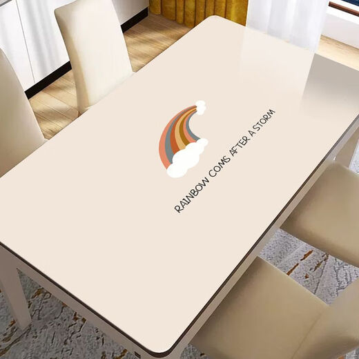 Bo Ling Lu light luxury high-end table mat tablecloth rectangular waterproof and oil-proof thickened anti-scalding heat insulation wipeable washable coffee table table mat Rainbow 50*80cm