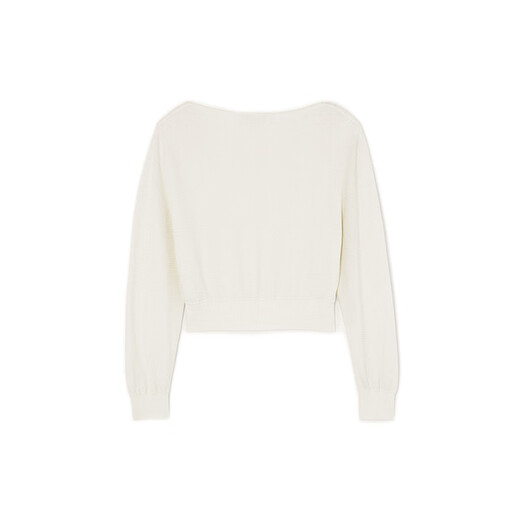 Loro Piana/诺悠翩雅LP女装Dora Baltea毛衣丝绸混纺船领短款套头衫2025新款 白色 XXS