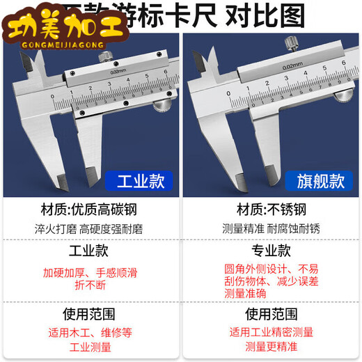 High-precision stainless steel vernier caliper industrial grade vernier 0-150-200-300 inner diameter card plastic white vernier caliper 0-150mm