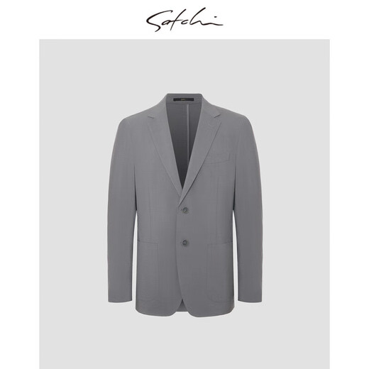 Shachi Dünne Wolle Mulberry Seidengeschäft Herrenanzug Jacke Herren Mikro-Foam Blumenstil Western Sommer Dünnstil-Medium grau 52