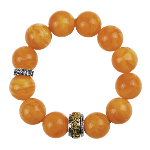 Potala Palace Beeswax Bracelet Full Silver Separator Six-Character Mantra Transfer Beads Amber Bracelet Men's and Women's Play Beads Birthday Gift Chao Mu Yonghua Beeswax Bracelet