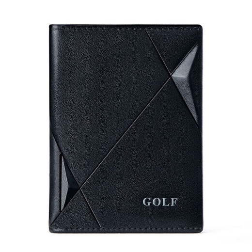 Golf (GOLF) card bag ID bag for men genuine leather thin bank card driver's license storage closure card holder business card holder large capacity black