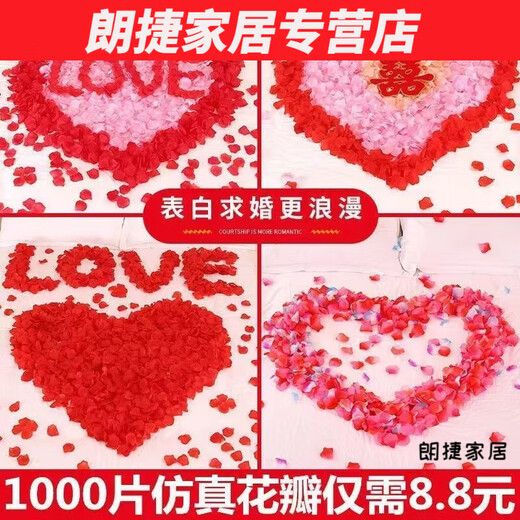 Silent Noel simulated rose fake petals for weddings, wedding celebrations, flower girl hand-spreading flowers, proposal, romantic confession, decoration arrangement, petal rain, blue and white 10 packs (1000 pieces)