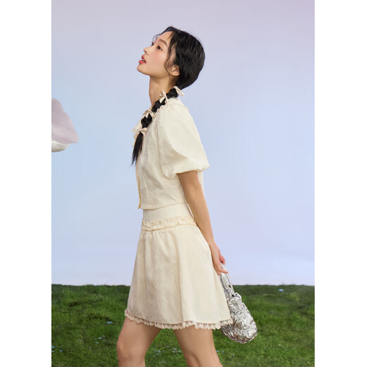 Zihan (ZIHAN) Zihan textured top and skirt suit for women summer sweet short-sleeved shirt and skirt two-piece set Mijin S