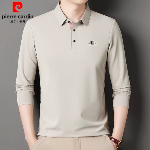 皮尔卡丹（pierre cardin）品牌纯棉长袖T恤男士中青年时尚POLO体恤衫休闲打底亲肤卫衣男装t 6625灰色 2XL 180建议150-165斤