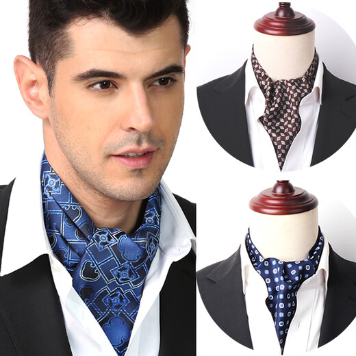 Shantou Lincun men's silk scarf neck scarf business suit shirt retro wide tie scarf neck scarf Ascot scarf LDS003 six-edge large grid
