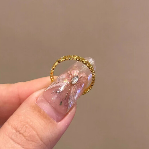 DL 1998 Fat Donglai same style 18k gold crushed ice ring Star Girl Ring 2024 new fashion light luxury ring yellow l gold crushed ice ice No. 6