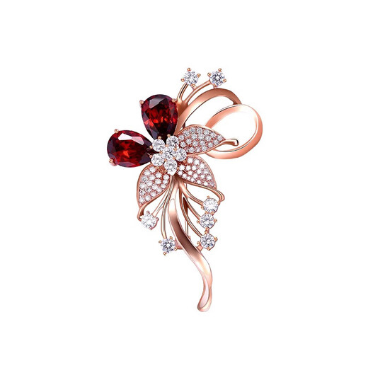 Kamalun (KAMALUN) crystal brooch, high-end women's new temperament corsage design, suit pin accessories, birthday gift for girlfriend, red crystal + brand gift box, no engraving
