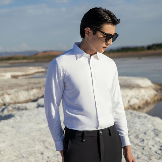 YOUNGOR long-sleeved shirt men's plain thermal shirt cotton graphene thermal liner business thermal VLBN119760BBA white 42