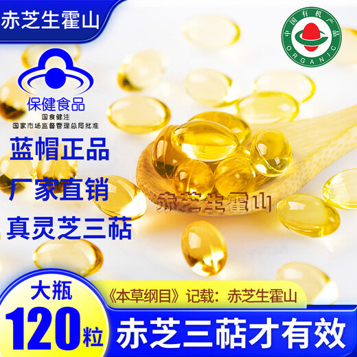 Ganoderma-Sporenöl-Weichkapseln, Bio-Ganoderma-Sporenpulverextraktion von Huoshan, hohe rote Ganoderma-Triterpene, große Flasche mit 120 Kapseln, stärken effektiv die Immunität