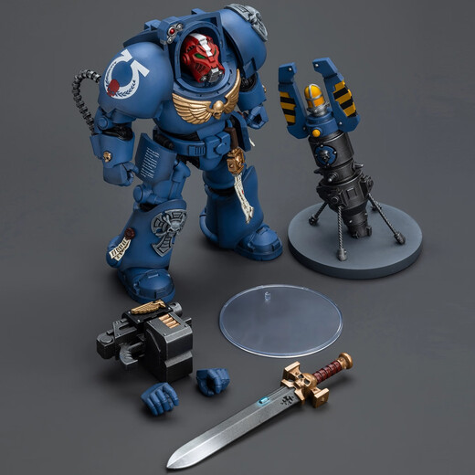 Source sombre Joytoy Dark Source Warhammer 40k Extreme Warrior Terminator Squadron Company Commandant Severus Agman Figure Male JT9923 Épée d'énergie et locator de téléportation Sergent unique Produit