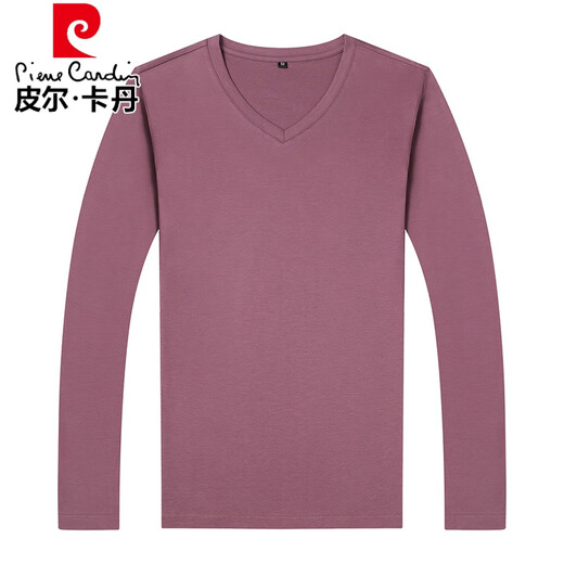 Pierre Cardin Camiseta de algodón puro Spring de cuello en V para hombres y otoño Nuevo color de color Light Algodón de algodón casual de algodón informal de pollo Base de cuello de la base de la base del lago 9922 Lago verde M 170