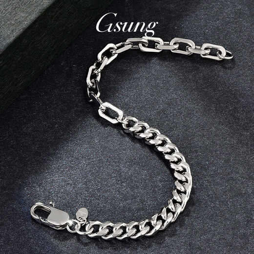 GsunG Platinum Men's Bracelet PT950 New AB Bracelet Fashion Cross Chain Platinum Women's Cuban Chain Single Set Horsewhip Priced by Gram Contact before bidding