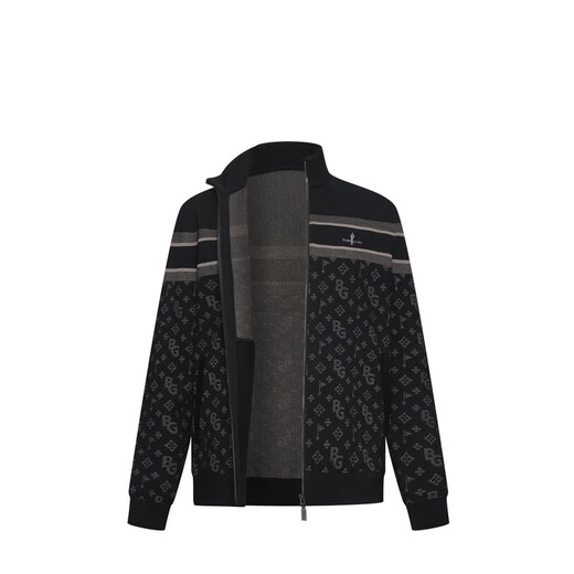 Biyinlefen functional wool spring and autumn men's jacket fashionable classic retro presbyopia warm stand-up collar jacket comfortable 07 black M