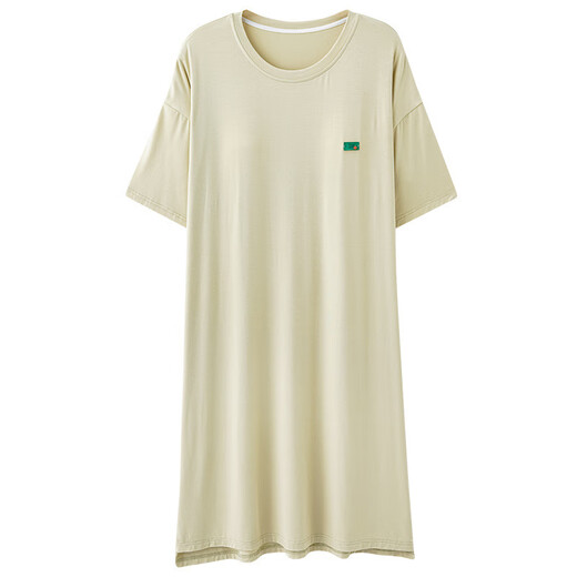 
Langsha nightgown with breast pad for women in summer day Modal ice silk cool short-sleeved home clothes mid-length casual sexy pajamas AM-11762 XXL (140-160Jin [Jin equals 0.5 kg])