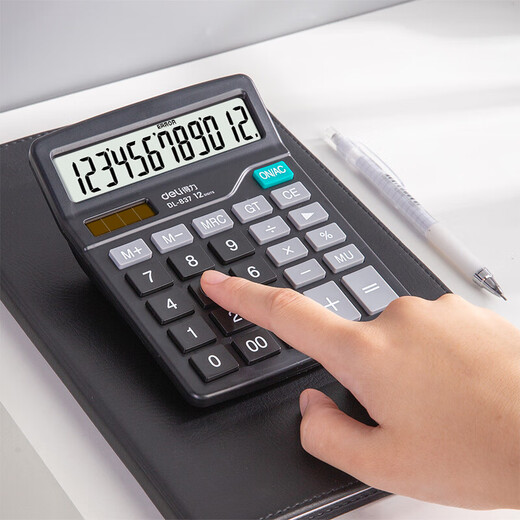 
Deli Deli 837es series dual power desktop office calculator 12-bit large screen desktop computer Office stationery supplies [classic] non-voice + dual power supply