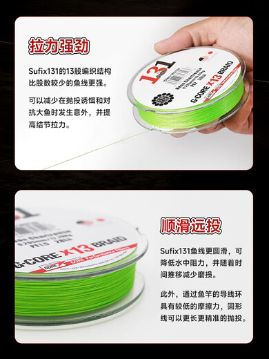 梭飞士Sufix梭飞士832/131超级大力马13编PE线8编织线进口路亚线钓鱼线 832 粉色 120米 8编 0.8号