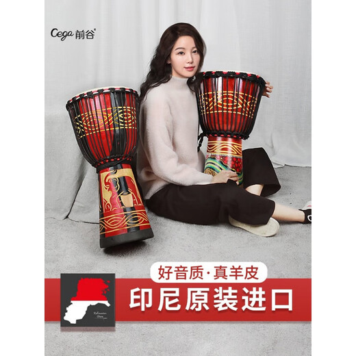 前谷（CEGA）山羊皮非洲鼓打击乐器云南丽江民谣手鼓大人初学10/12寸 标13彩虹大象+赠