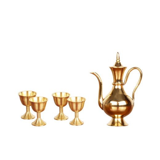 Fantasy wine pot, old-fashioned pure copper wedding old-fashioned toasting copper wine pot, pure copper wine glass set, home hand-ironed clear B type copper wine pot