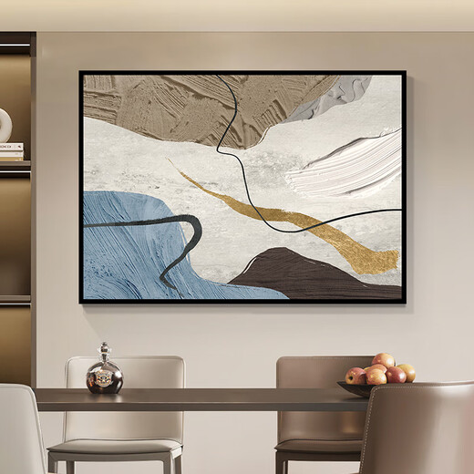 槐序现代简约电表箱画装饰画轻奢抽象肌理画高级感餐厅配电箱电盒挂画 JD12397 55*45cm(遮挡45*35)左推拉黑框