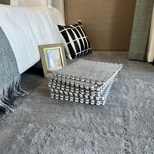 Yu Dingfu plush bedside splicing carpet bedroom room full household foam floor mat gray 10 pieces 30x30 gray 30*30*1cm