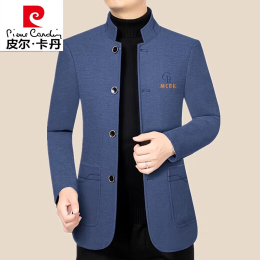 Pierre Cardin (Pierre Cardin) new autumn and winter woolen jacket for men middle-aged stand-up collar tunic suit fashion high-end trendy brand casual wool jacket for men black (spring style) XL 180 (135-150Jin Jin equals 0.5 kg)