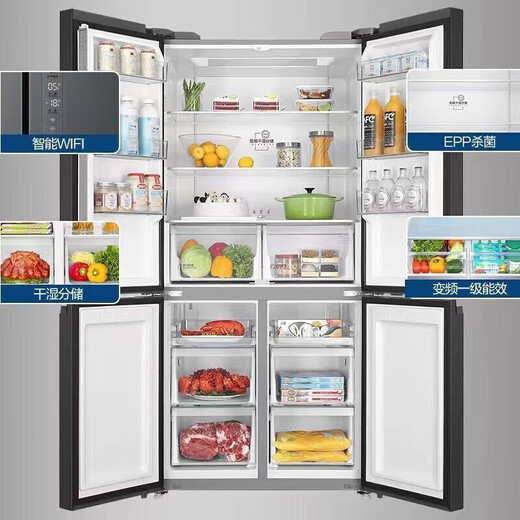 Haier Haier Home Home Home-Holrigrator 655-литровый кросс-дверная дверь четырехдверная крупная мощность первого уровня, экономия энергосберегающую двойную частоту.