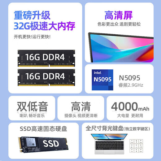 HUATWAI Banque Nationale 2025 Nouvel ordinateur portable Intel Core i7 fin et léger Écran HD IPS de 15,6 pouces Bureau d'affaires Conception de cours en ligne Livre de jeu pour étudiants universitaires Tout nouveau livre phare Intel Pro Book de 16e génération Argent 16G Big Run + 256G Solid State Fingerprint Unlock Luxury Gift Pack