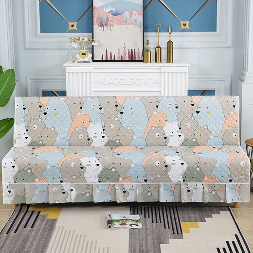 Xuxian full cover sofa cushion foldable sofa bed cover four-season universal non-slip sofa cover simple dual-purpose without armrests blue armrests 90*90