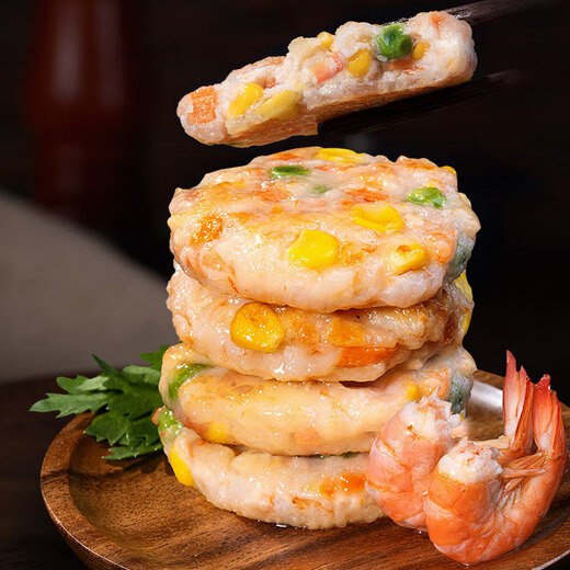 
Head chef seafood shrimp cake 160g total of 4 colorful vegetable shrimp paste fresh shrimp slip cakes for children's breakfast semi-finished instant food