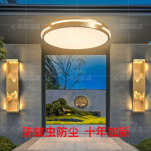 
Heart mirror full copper ceiling light corridor corridor special ultra-thin balcony lamp outdoor waterproof villa mosquito-proof entrance door front light X3890-310