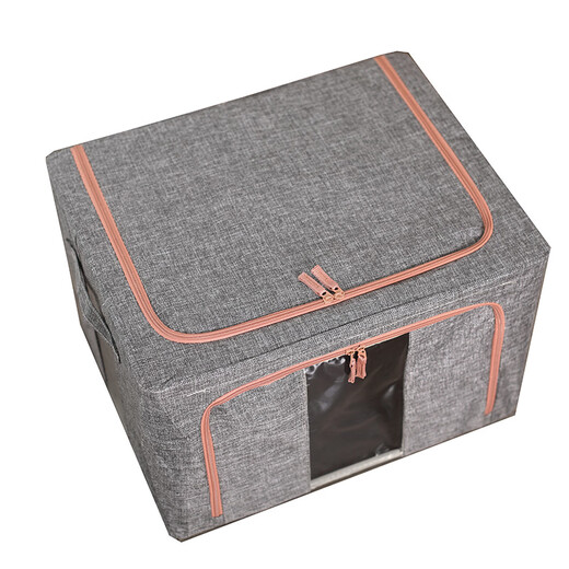 Chenzhi Shangpin fabric storage box cotton and linen foldable storage box thickened steel frame baina box sundry clothing storage box home blue 66L (50*40*33CM)