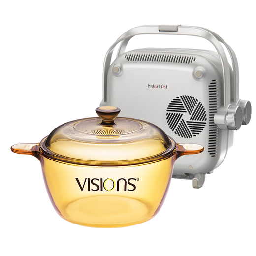 Corning 1.5L soup pot and multi-functional double-sided cooking combination, glass pot electric ceramic stove barbecue and shabu-shabu combination VS15+ white double-sided cooking pot