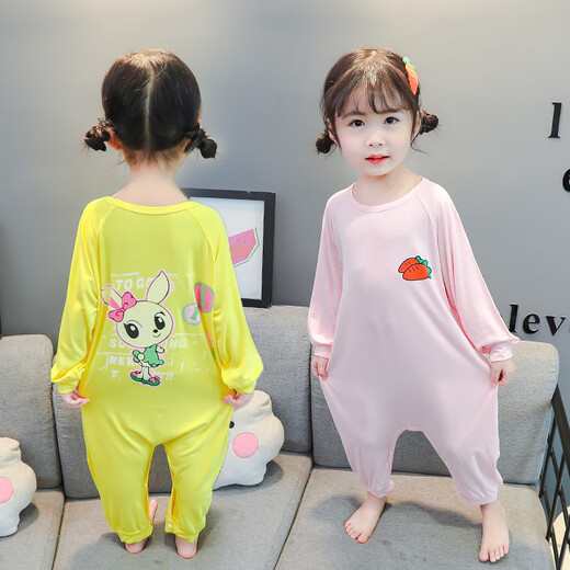 Disney (Disney) Children's Summer One-piece Pajamas Modal 1 Long Sleeve 3-year-old baby Summer Air Conditioning Suit Sleeping Bag Girls Home Clothing Pink 2 [Trendy Children Radish Rabbit One-piece] 110 Recommended height 100-110