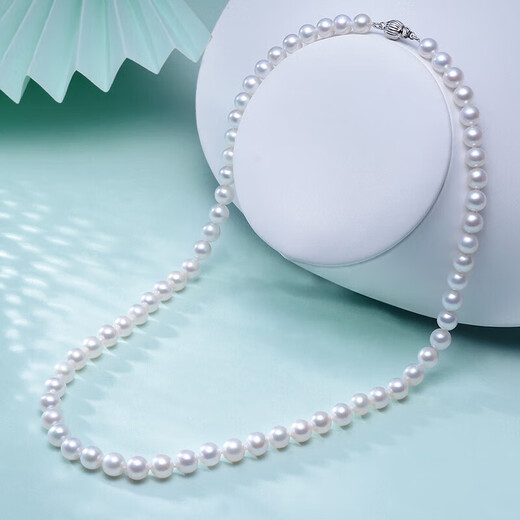 Tahitian Fangfei white freshwater pearl necklace, nearly round bright light 6-7mm fashion pearl bead chain bead string birthday gift