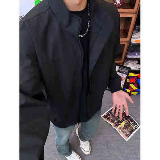 POUM美式教练夹克外套男秋冬款软壳冲锋上衣立领cleanfit飞行员棒球服 CLH-Y6629杏色 L
