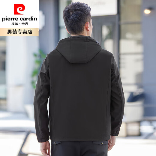Pier Cardin 2025 Neues Nähr- und ältere Jacke Spring- und Herbstjacke Herren-locker Windproof-Oberteil kann den Hut Daddy Herren Kleidung schwarz N9716 170/m Einzelgröße abheben