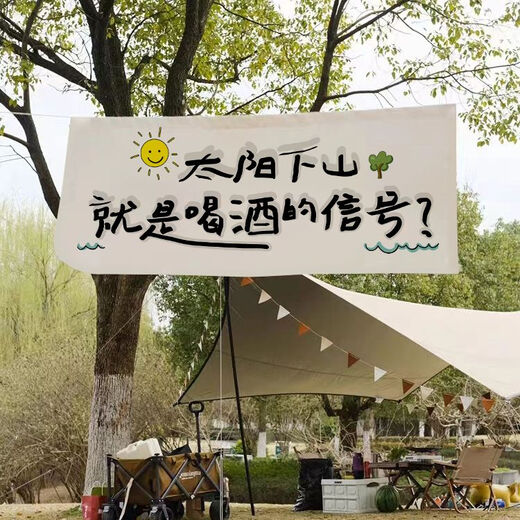 Feather pocket outdoor camping hanging cloth for camping, picnic and play text tapestry camping camp atmosphere decorative background cloth DZQ11 width 1.5 height 0.6 tool kit