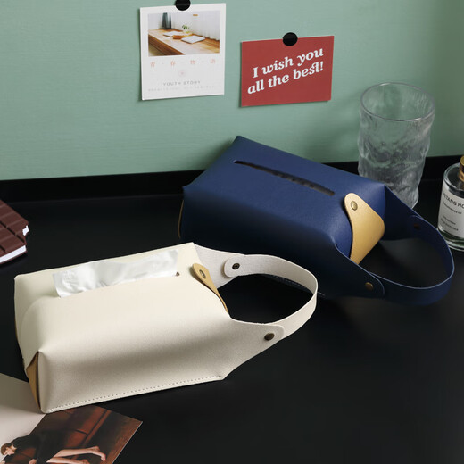 
Shantoulin Village creative cute car tissue box light luxury style high-end seat car hanging interior paper pull box handrail box high-end sense Gem blue