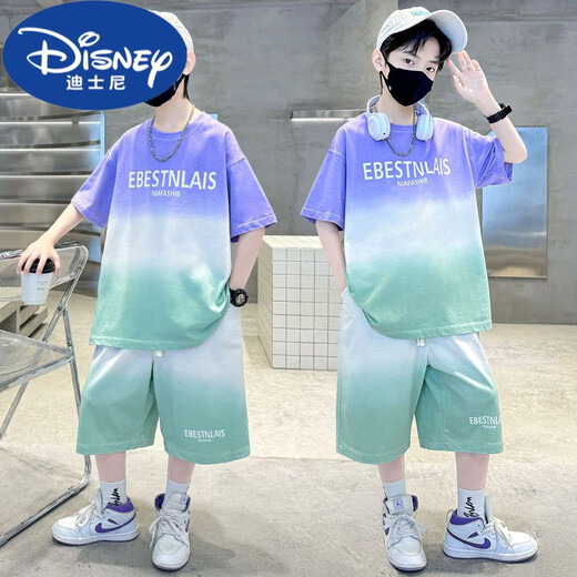 Disney (Disney) Jungen Sommeranzug Dünne 2024 neue Kinder Sommerkurzärmel-Shorts mittelgroße Kinder im Sommerstil hübsch und modisch 689-GREY-Anzug 170