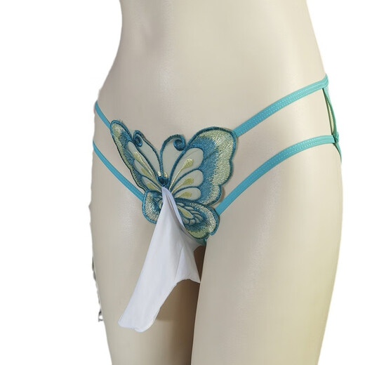 Men's self-masking underwear, special men's ball-filled bullet separation, large size thong, hollow large size underwear, fun L light green (pure 1-155 Jin Jin is equal to 0.5 kg) 1 piece, one size fits all, bullet separation - closed mouth