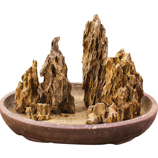 OTHER鱼缸造景石天然切底松皮石大山峰假山真石头套装原石玻璃盆景摆件 切平底松皮石套餐9226