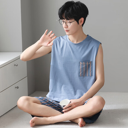 雅鹿莫代尔男士睡衣男款夏季2024新款短袖大码外穿冰丝春秋家居服套装 NSHZY-12027 3XL （适合体重170-200斤 ）
