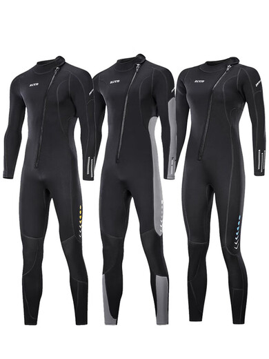 1.5/3MM one-piece wetsuit, warm sea swimsuit, paddleboard, windsurfing, motorboat rescue, cold-proof wetsuit, 3MM black men's front zipper + knee wear-resistant 4XL