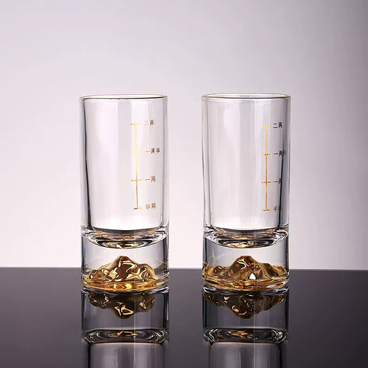 Crytaljulia Jinshan One Liang White Wine Glass Set Home Restaurant Gold Marked Spirit Glass Cup High-end Wine Set Jinshan One Liang White Wine Glass 2 Pack