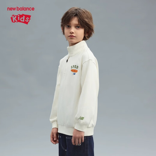 NewBalance NB Clothing pour enfants hommes et femmes enfants 2025 Spring Nouvelle tendance de mode marque Half Turtle Necp Zipper Sweethirt 7ZF13063 7ZF13063-CM CRAME blanc 110 cm