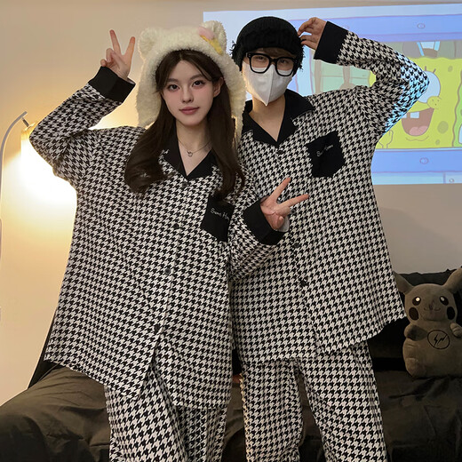 Shengshu ins Japanese style Crayon Shin-chan spring and autumn pajamas for one man and one woman long-sleeved trousers cotton home clothes couple set White Crayon Shin-chan long sleeves + trousers Women's M size 80-100 Jin Jin equals 0.5 kg Wear